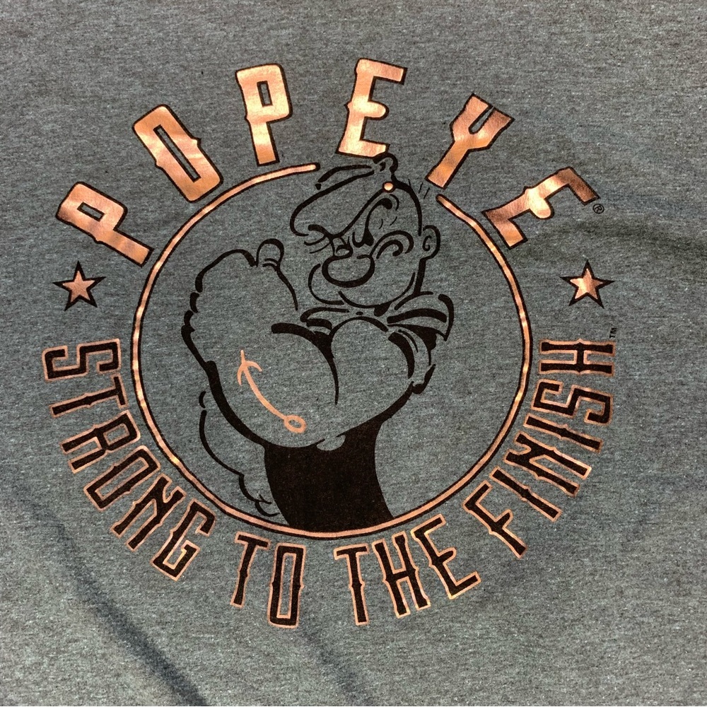 Popeye Sailor Strong‎ To The Finish Nautical Womens or Mens Crewneck T Shirt Tee